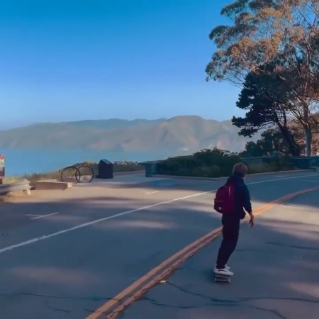 Henry Daniel Moder skateboarding for school. 